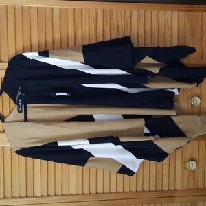 Parrish LA Stevie Black Beige White Strip Ponch Rachel Zoe Fall Curated Style OS